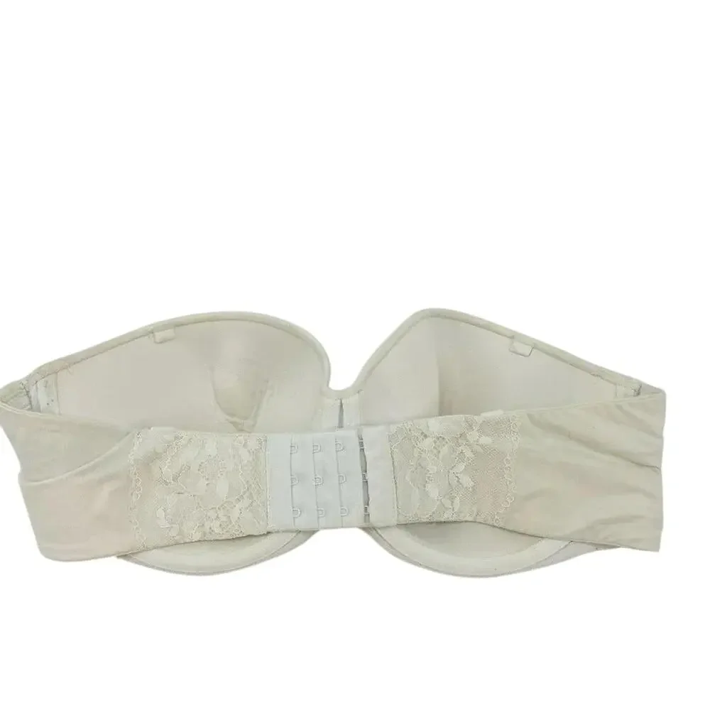 Victoria's Secret Body by White Strapless Bra Lace Accent 36D
